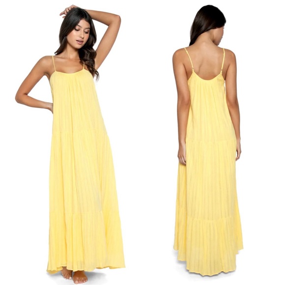 PQ SWIM Ramona Tiered Maxi Dress in CITRINE NWT - Picture 4 of 12